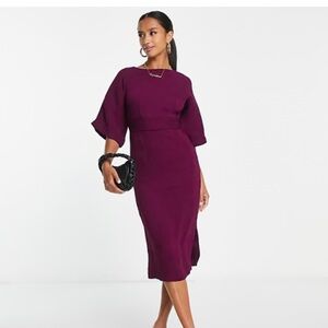 Closet London burgundy Elegant Purple Midi Dress